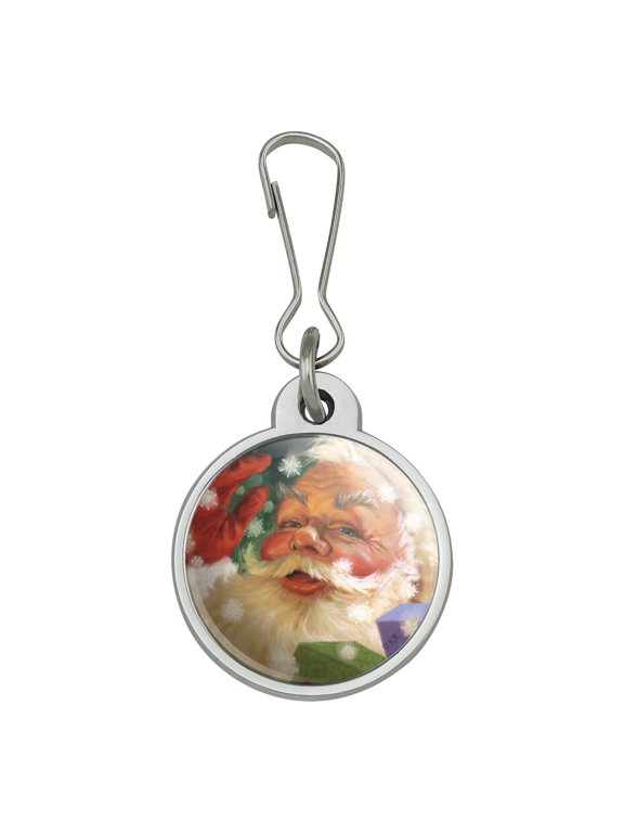 Christmas Holiday Hello Santa Claus Jacket Handbag Purse Luggage Backpack Zipper Pull Charm