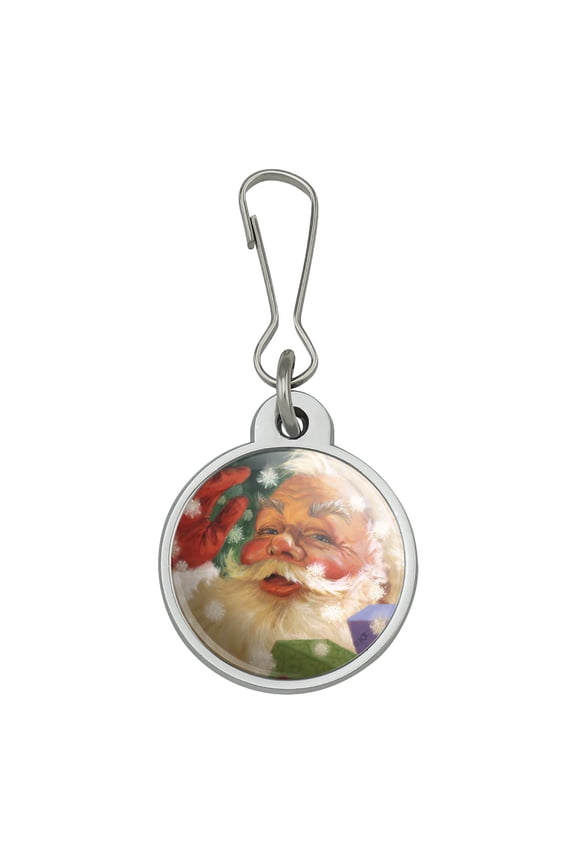 Christmas Holiday Hello Santa Claus Jacket Handbag Purse Luggage Backpack Zipper Pull Charm