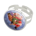 thumbnail image 1 of Christmas Holiday Here Comes Santa Silver Plated Adjustable Novelty Ring, 1 of 4