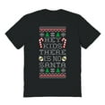 thumbnail image 1 of Christmas Holiday Hey Kids Sweater Print Graphic Black Men's Cotton T-Shirt, 1 of 1