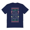 thumbnail image 1 of Christmas Holiday Hey Kids Sweater Print Graphic Navy Men's Cotton T-Shirt, 1 of 1