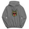 thumbnail image 1 of Christmas Holiday Holiday Reindeer Head Graphic Charcoal Heather Men's Cotton Pullover Hoodie, 1 of 1