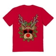 thumbnail image 1 of Christmas Holiday Holiday Reindeer Head Graphic Red Men's Cotton T-Shirt, 1 of 1