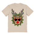 thumbnail image 1 of Christmas Holiday Holiday Reindeer Head Graphic Sand Men's Cotton T-Shirt, 1 of 1