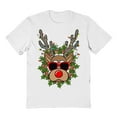 thumbnail image 1 of Christmas Holiday Holiday Reindeer Head Graphic White Men's Cotton T-Shirt, 1 of 1