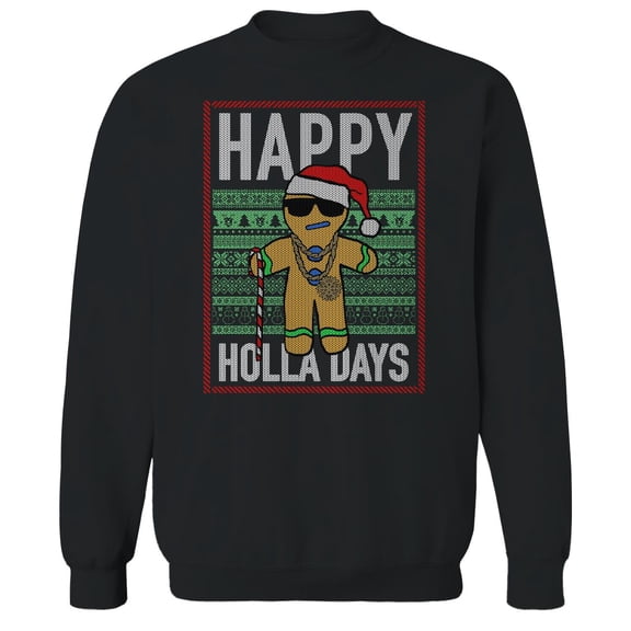 Christmas Holiday Holladays Graphic Black Men's Cotton Pullover Sweatshirt