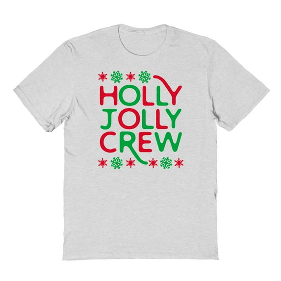 Christmas Holiday Holly Jolly Crew Graphic Ash Grey Men's Cotton T-Shirt