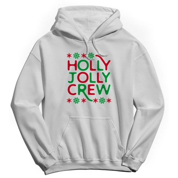Christmas Holiday Holly Jolly Crew Graphic White Men's Cotton Pullover Hoodie