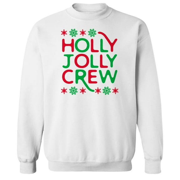 Christmas Holiday Holly Jolly Crew Graphic White Men's Cotton Pullover Sweatshirt
