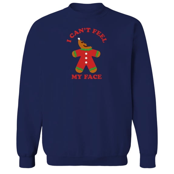 Christmas Holiday I Cant Feel Graphic Navy Men's Cotton Pullover Sweatshirt