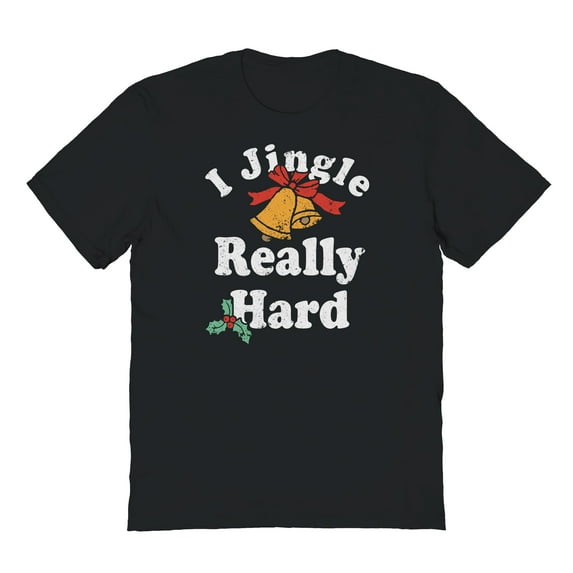 Christmas Holiday I Jingle Really Hard Solid Graphic Black Men's Cotton T-Shirt