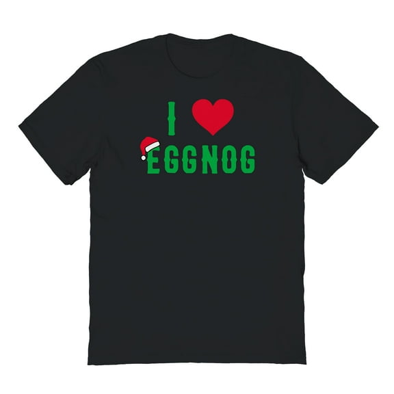 Christmas Holiday I Love Eggnog Graphic Black Men's Cotton T-Shirt