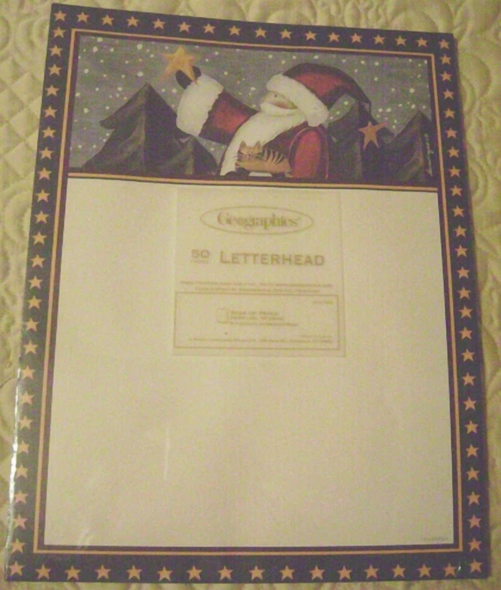 Christmas Holiday Letterhead Paper Stationery Geographics Santa Star Of Peace 50
