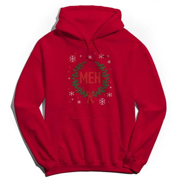 Christmas Holiday Meh Xmas Graphic Red Men's Cotton Pullover Hoodie