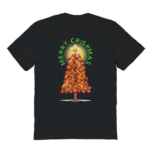 Christmas Holiday Merry Crispmas Graphic Black Men's Cotton T-Shirt