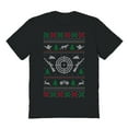 thumbnail image 1 of Christmas Holiday Merry Huntmas Graphic Black Men's Cotton T-Shirt, 1 of 1