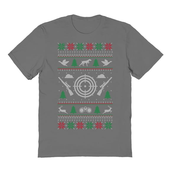 Christmas Holiday Merry Huntmas Graphic Charcoal Men's Cotton T-Shirt