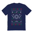 thumbnail image 1 of Christmas Holiday Merry Huntmas Graphic Navy Men's Cotton T-Shirt, 1 of 1
