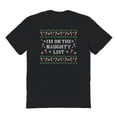 thumbnail image 1 of Christmas Holiday Naughty List Graphic Black Men's Cotton T-Shirt, 1 of 1