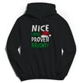 thumbnail image 1 of Christmas Holiday Nice Until Proven Naughty Graphic Black Men's Cotton Pullover Hoodie, 1 of 1