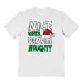 thumbnail image 1 of Christmas Holiday Nice Until Proven Naughty Graphic White Men's Cotton T-Shirt, 1 of 1