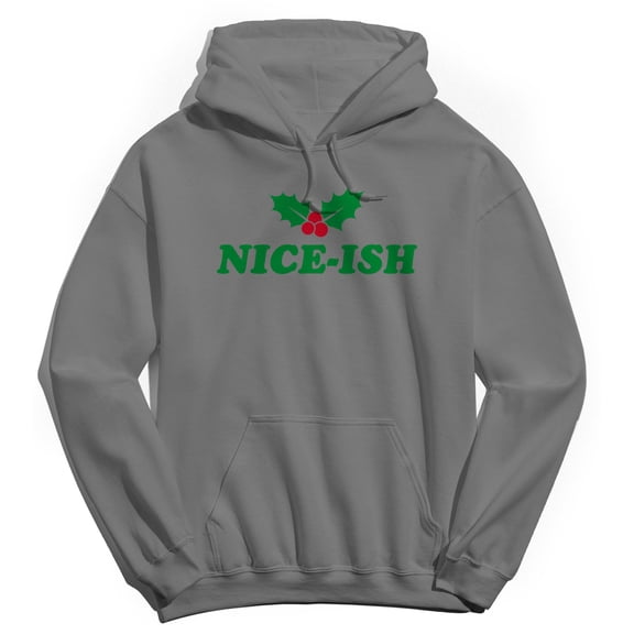 Christmas Holiday Niceish Graphic Charcoal Heather Men's Cotton Pullover Hoodie
