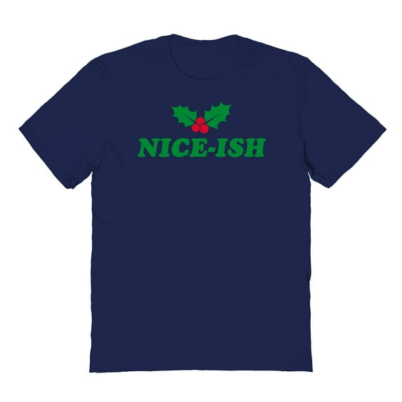 Christmas Holiday Niceish Graphic Navy Men's Cotton T-Shirt