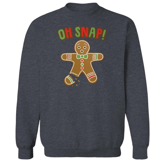 Christmas Holiday Oh Snap Graphic Dark Heather Men's Cotton Pullover Sweatshirt