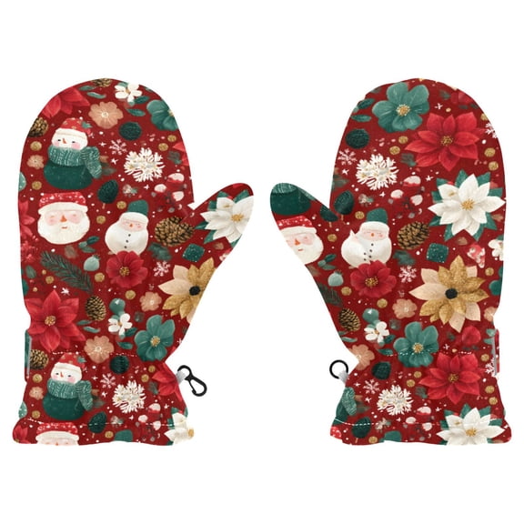 Christmas Holiday Pattern Cold Weather Mittens Cozy Gloves with Adjustable Fit Perfect for Outdoor Fun