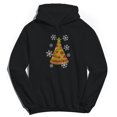 thumbnail image 1 of Christmas Holiday Pizza Tree Graphic Black Men's Cotton Pullover Hoodie, 1 of 1