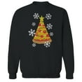 thumbnail image 1 of Christmas Holiday Pizza Tree Graphic Black Men's Cotton Pullover Sweatshirt, 1 of 1