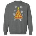 thumbnail image 1 of Christmas Holiday Pizza Tree Graphic Graphite Heather Men's Cotton Pullover Sweatshirt, 1 of 1