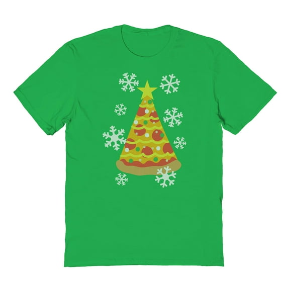 Christmas Holiday Pizza Tree Graphic Irish Green Men's Cotton T-Shirt
