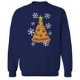 thumbnail image 1 of Christmas Holiday Pizza Tree Graphic Navy Men's Cotton Pullover Sweatshirt, 1 of 1