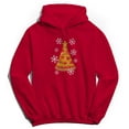 thumbnail image 1 of Christmas Holiday Pizza Tree Graphic Red Men's Cotton Pullover Hoodie, 1 of 1