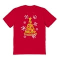 thumbnail image 1 of Christmas Holiday Pizza Tree Graphic Red Men's Cotton T-Shirt, 1 of 1