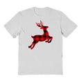 thumbnail image 1 of Christmas Holiday Plaid Reindeer Graphic Ash Grey Men's Cotton T-Shirt, 1 of 1