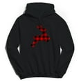 thumbnail image 1 of Christmas Holiday Plaid Reindeer Graphic Black Men's Cotton Pullover Hoodie, 1 of 1