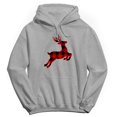 thumbnail image 1 of Christmas Holiday Plaid Reindeer Graphic Sport Grey Men's Cotton Pullover Hoodie, 1 of 1