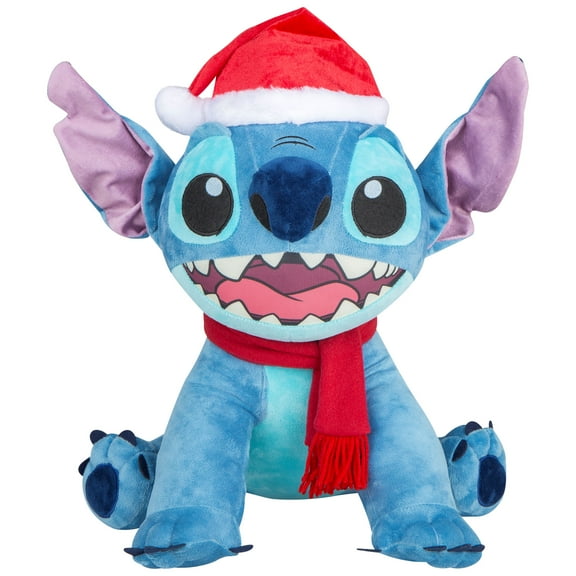 Christmas Holiday Plush Toys Stitch w/Santa Hat & Scarf Disney 14.17 in x 15.35 in x 12.6 in 1.53 lb