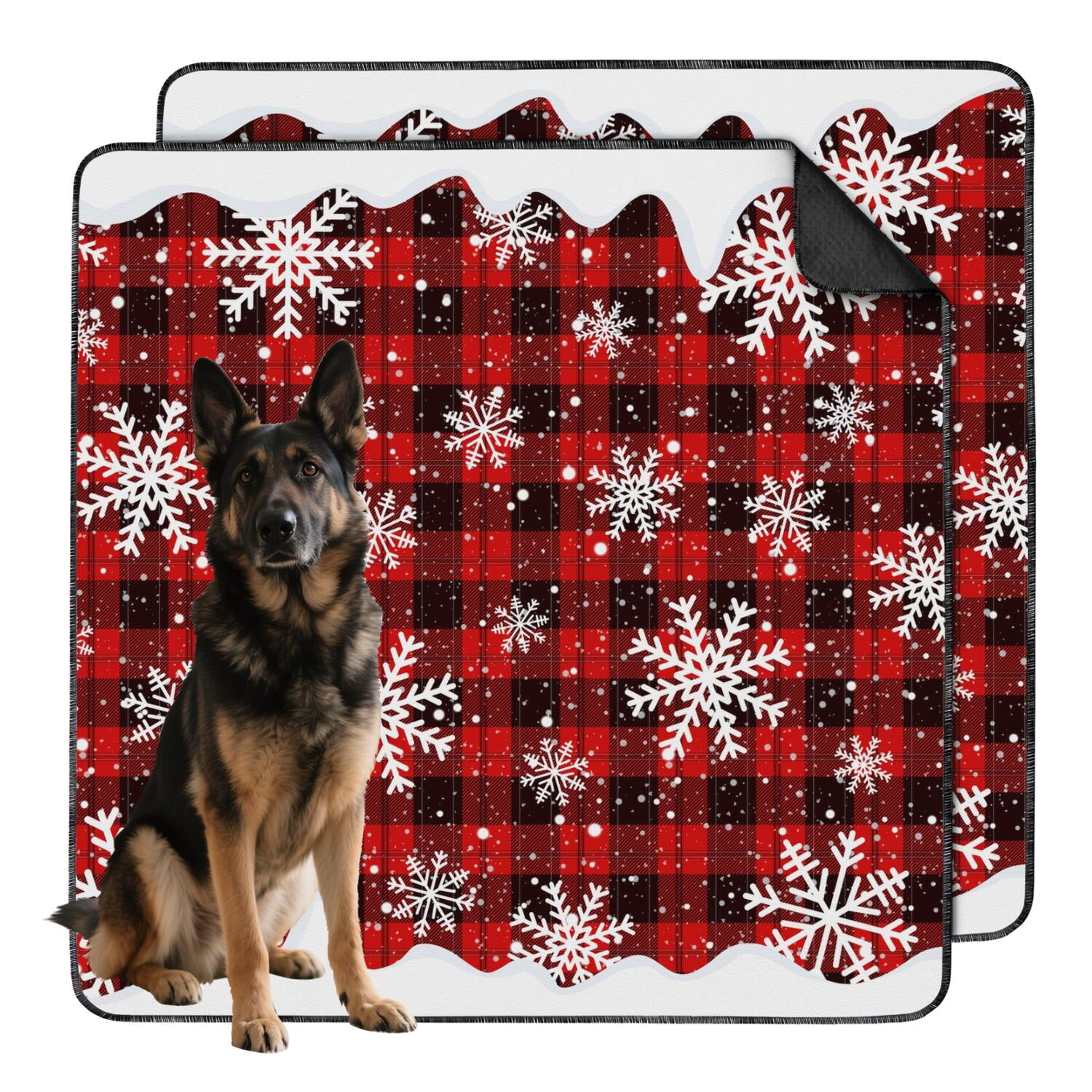 Christmas Holiday Reusable Puppy Pads 48" x 48", 2-Pack Washable Dog Potty Training Mats for Your Big Home During the Holiday Season
