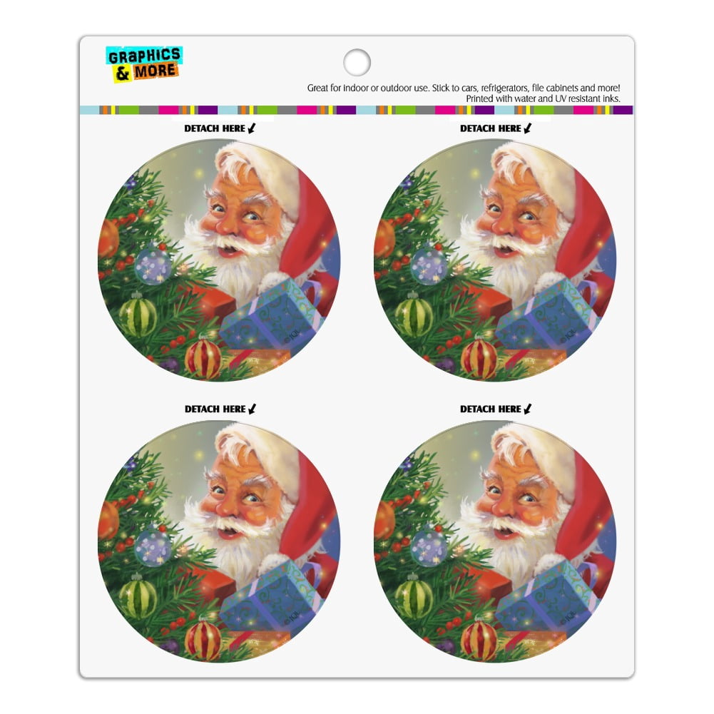 Christmas Holiday Santa Behind the Tree Refrigerator Fridge Locker ...