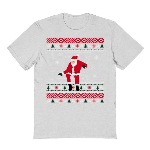 Christmas Holiday Santa Bling Sweater Print Graphic Ash Grey Men's Cotton T-Shirt