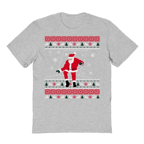 Christmas Holiday Santa Bling Sweater Print Graphic Sport Grey Men's Cotton T-Shirt