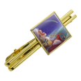 thumbnail image 1 of Christmas Holiday Santa Claus Night Sleigh Ride Square Tie Bar Clip Clasp Tack- Silver or Gold, 1 of 5