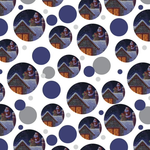 Christmas Holiday Santa Claus on Roof Premium Gift Wrap Wrapping Paper Roll