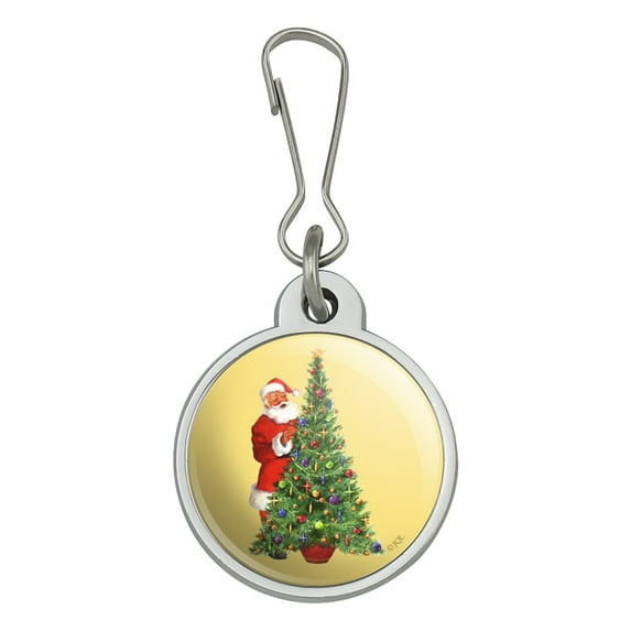 Christmas Holiday Santa Decorating Tree Jacket Handbag Purse Luggage Backpack Zipper Pull Charm
