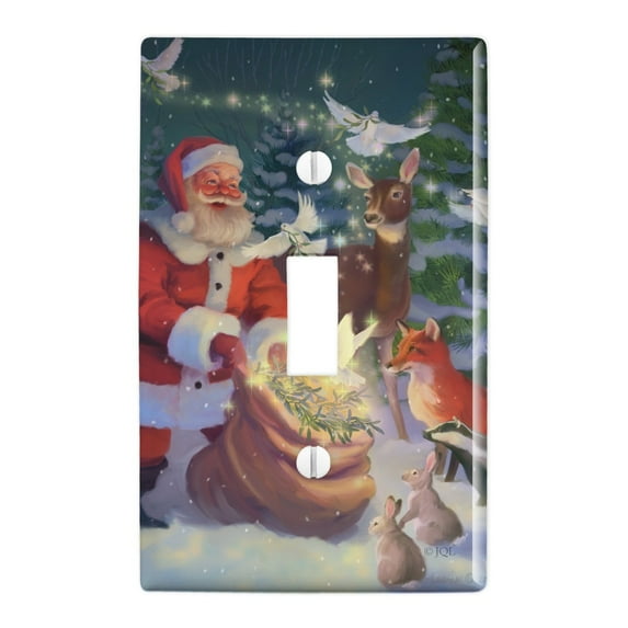 Christmas Holiday Santa Magic Peace Doves Plastic Wall Decor Toggle Light Switch Plate Cover