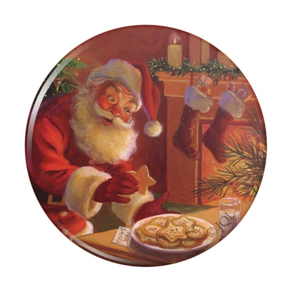 Christmas Holiday Santa Milk and Cookies Kitchen Refrigerator Locker Button Magnet
