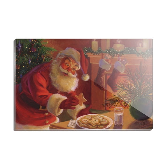 Christmas Holiday Santa Milk and Cookies Rectangle Acrylic Fridge Refrigerator Magnet